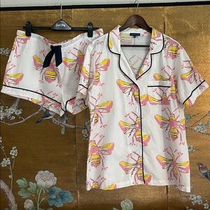 Katie Kime 2 piece pajama set, 100% cotton, Bee pattern, size 2XL